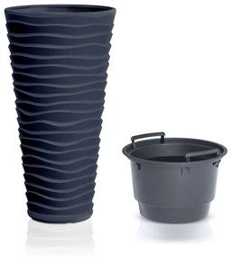 Vysoký plastový kvetináč DPSA400 38,7 cm - antracit