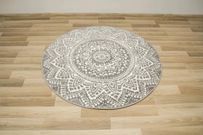 Koberec Lima G757A mandala, krémový / sivý kruh