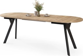 Mazzoni ALMO Dub Craft zlatý / čierne nohy - OVÁLNY ROZKLADACÍ STÔL 140-240 cm PRE 10-12 OSÔB
