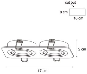 Zaoblené zapustené bodové svietidlo Gunmetal GU10 50 mm otočné a naklápacie IP44 2-svetlá - Alberto