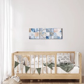 Obraz - Geometrické tvary na stene (s hodinami) (90x30 cm)