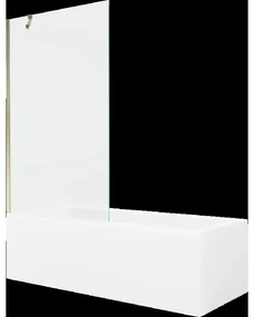 Mexen Cubik obdĺžniková vaňa 160 x 70 cm s obkladom a 1-krídlovou sprchovou zástenou 100 cm, Transparentné, Zlatá - 550316070X95