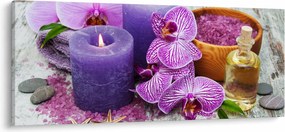 Obraz orchideí a sviečok (120x50 cm)