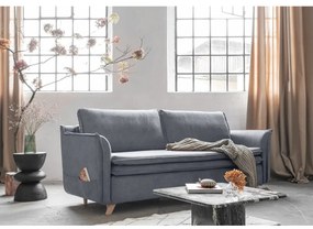 Sivá zamatová rozkladacia pohovka 225 cm Charming Charlie – Miuform