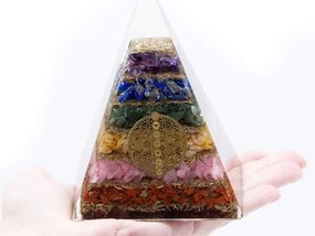 Orgonit pyramída Čakry a strom života 7,5cm