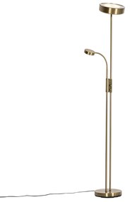 Stojaca lampa bronzová vrátane LED a stmievača s lampou na čítanie - Kelso