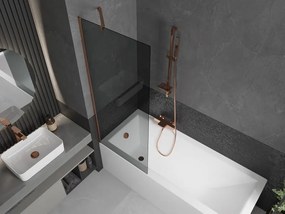 Mexen Next, vaňová zástena 1-krídlová 70 x 150 cm, fixné krídlo, 6 mm šedé sklo, ružové zlato profil, 895-070-000-00-40-60