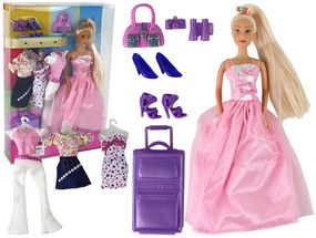 Lean Toys Bábika princezná Lucy s kufrom a príslušenstvom
