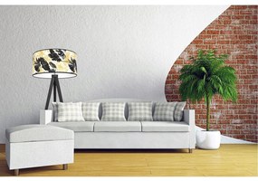 Stojacia lampa Gold Flowers, 1x biele textilné tienidlo s kvetinovým vzorom, (výber zo 4 farieb konštrukcie), (fi 40cm)