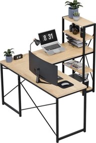 Rohový pracovný stôl s policami Leader 5.9 Dub Craft / čierny