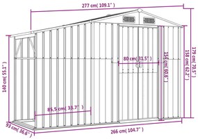 Záhradná kôlňa zelená 277x93x179 cm pozinkovaná oceľ