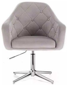 LuxuryForm DESIGN Kreslo ANDORA VELUR na striebornom kríži - svetlo šedé