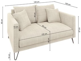 Krémová ženilková pohovka 140 cm Freya – Ropez