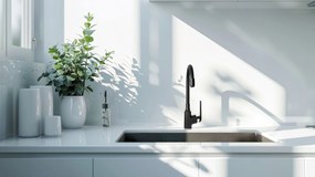 Invena Ligaria, vysoká drezová batéria s elastickým ramenom, systém Eco Start, čierna matná, INV-BZ-39-004-L
