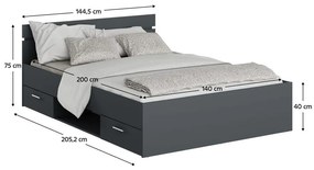 Manželská posteľ 140 cm Michigin (grafit) (s úložným priestorom). Vlastná spoľahlivá doprava až k Vám domov. 1096900