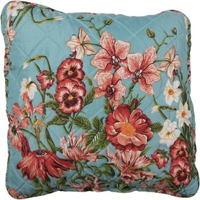 Modrá obliečka na vankúš s kvetinovým motívom Flowery - 40*40 cm