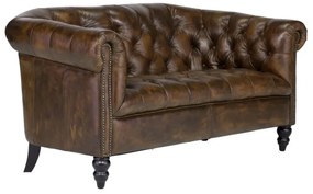 furniture-nabytek.cz - Masívna pohovka Chesterfield Shelford, 2-miestna, pravá koža, hnedá