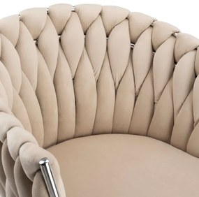 Jedálenská stolička COFTON zamatová, strieborná / béžová