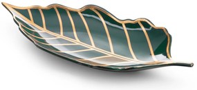 DEKORAČNÝ KERAMICKÝ PODNOS LIMITED COLLECTION LILI 41X19 CM TMAVOTYRKYSOVÁ/ZLATÁ