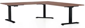Výškovo nastaviteľný stôl OfficeTech Angle, 180 x 200 cm, čierna podnož, orech