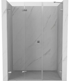 Mexen Lunar-F, ľavé sklápacie sprchové dvere 145 cm, číre sklo, chrómový profil, 836S-145-050-01-00-L
