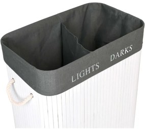 Kôš na bielizeň bambusový 2-priehradkový biely / sivý