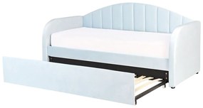Zamatová jednolôžková posteľ svetlomodrá EYBURIE Beliani