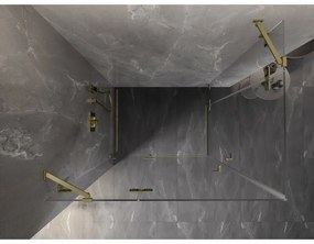 Mexen Lunar Duo, výklopný sprchový kút 110 x 100 cm, 8mm číre sklo, zlatý matný profil, 834-110L-100P-55-00
