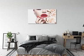 Obraz plexi Ruže červené pery žena 125x50 cm