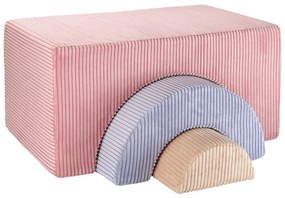 Ružový menčestrový detský puf Rainbow – Wigiwama