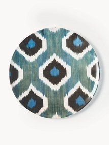 Ručne vyrobený porcelánový plytký tanier Ikat