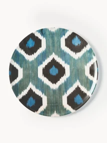 Ručne vyrobený porcelánový plytký tanier Ikat