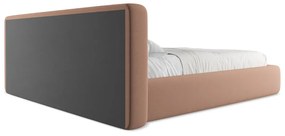 Svetloružová čalúnená dvojlôžková posteľ s úložným priestorom s roštom 180x200 cm Kiana – Makamii