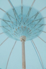 Modrý slnečník so drevenou tyčou a strapcami Bobbi Blue - ∅ 200*260 cm