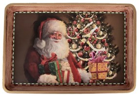 Hnedý plastový vianočný podnos Santa - 31*22*2 cm