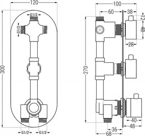Mexen KAI - 3-VÝSTUPOVÁ PODOMIETKOVÁ SPRCHOVÁ BATÉRIA, biela, 77603-20