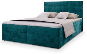 Čalúnená posteľ boxspring GLORIEN VELVET 140x200 cm tyrkysová Matrac: Matrac Bonell pružinový