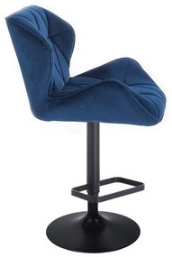 LuxuryForm DESIGN Barová stolička MILANO VELUR na čiernom tanieri - modrá