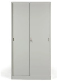 Kovová skriňa s posuvnými dverami, 4 police, 1000 x 1990 x 450 mm, svetlo sivá