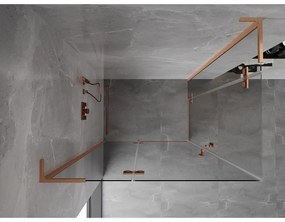 Mexen Mist-H L Duo, 2-krídlový sprchový kút 120 x 110 cm, číre sklo, medený matný profil, 8A5L-120L-110P-65-00