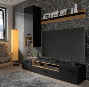 Polica Anikka B (dub artisan + matná čierna). Akcia -18%. Vlastná spoľahlivá doprava až k Vám domov. 1124848