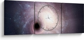 Obraz - Špirálna galaxia (s hodinami) (90x30 cm)