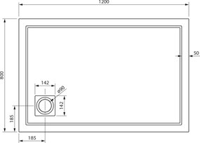 Gelco Gelco, XENA vanička z liateho mramoru, obdĺžnik 120x80cm, biela, HX12080