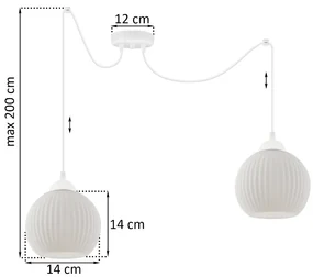 Závesné svietidlo Riffle Round Spider, 2x biele sklenené tienidlo, w