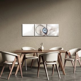 Obraz - Mačka s modrými očami (s hodinami) (90x30 cm)