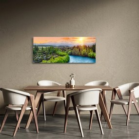 Obraz - Lesná horská krajina (120x50 cm)