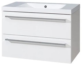 Mereo Mereo, Bino, kúpeľňová skrinka s umývadlom z liateho mramoru 81 cm, biela, dub, MER-CN661M