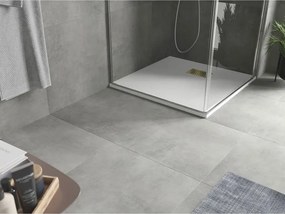 Mexen Hugo, štvorcová sprchová vanička SMC 90 x 90 cm, biela, zlatá krytka, 42109090-G