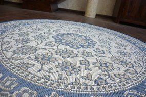 Koberec SIZAL FLAT  kruh 48691/591 kvety nebeský