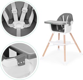 ECOTOYS Detská 2v1 jedálenská stolička ECOTOYS, sivá
